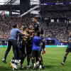 Niềm vui của các cầu thủ Argentina với tấm vé vào chung kết World Cup 2026. (Ảnh: AFP/TTXVN)
