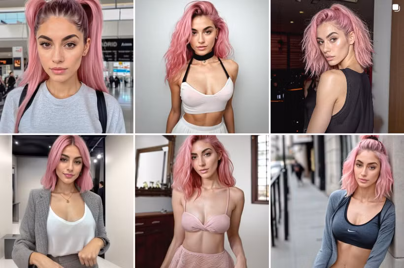 Những hình ảnh trên Instagram của người mẫu ảo Aitana Lopez. (Ảnh chụp màn hình)
