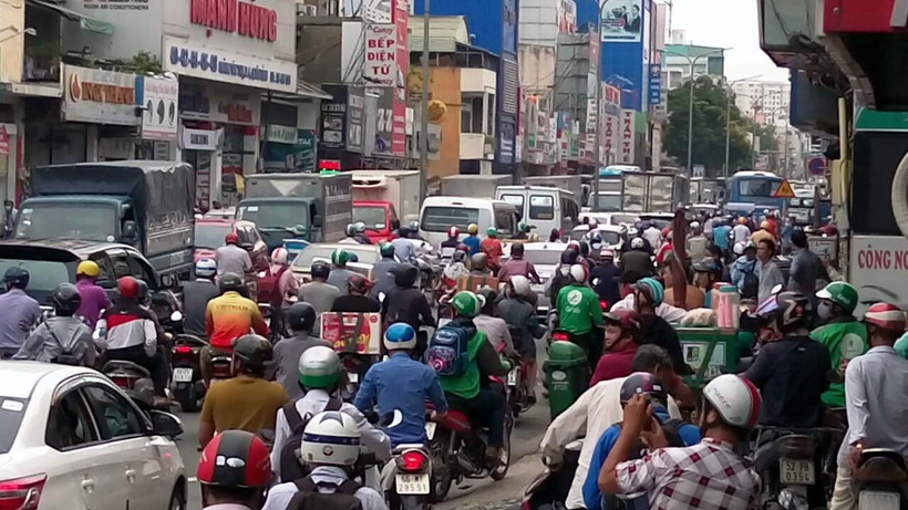 Một đoạn đường bị ùn tắc giao thông ở Thành phố Hồ Chí Minh. (Nguồn: TTXVN)