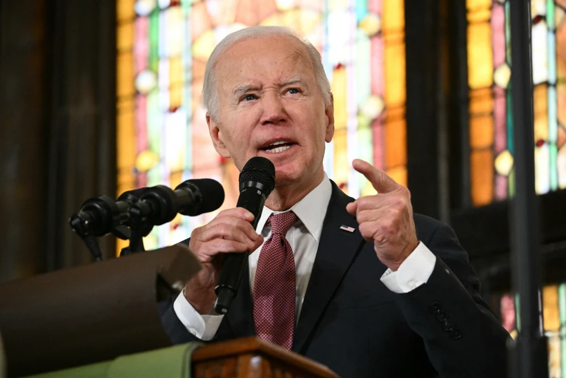 Tổng thống Mỹ Joe Biden phát biểu trong cuộc vận động tranh cử ở Charleston, bang South Carolina ngày 8/1/2024. (Ảnh: AFP/TTXVN)