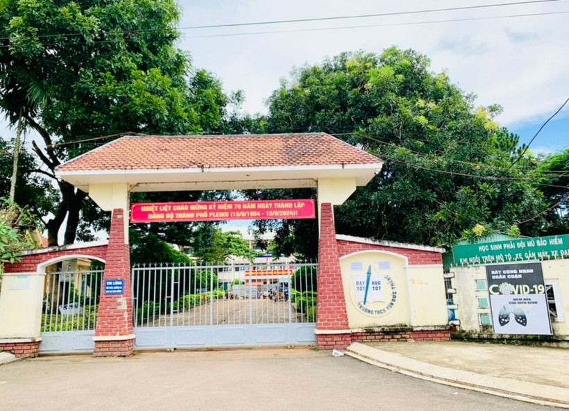 Trường Trung học Cơ sở Tôn Đức Thắng, phường Thống Nhất, thành phố Pleiku - nơi xảy ra vụ nghi ngờ ngộ độc thực phẩm. (Nguồn: Gia Lai Online)