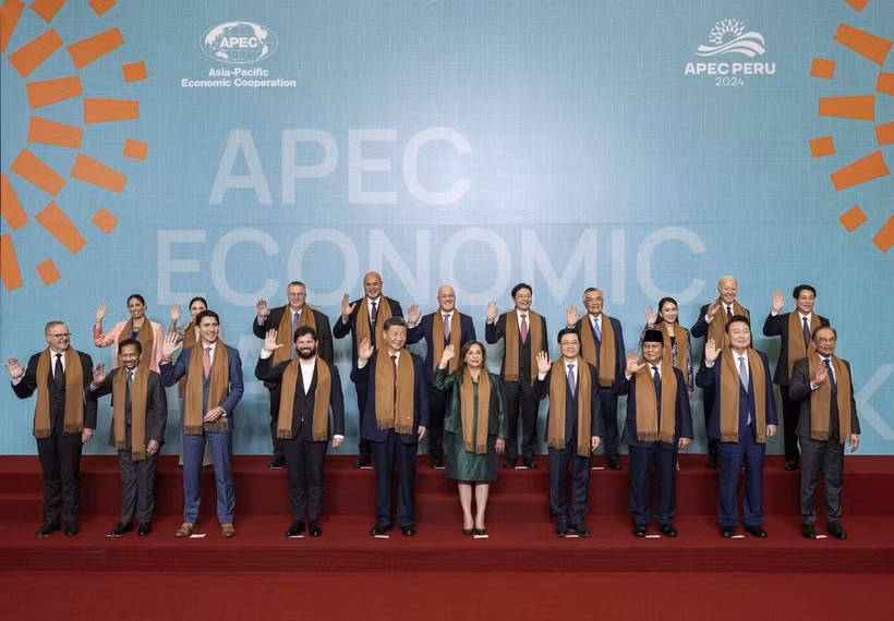 Các lãnh đạo dự Hội nghị Cấp cao APEC lần thứ 31. (Ảnh: TTXVN phát)