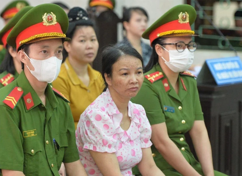 Bị cáo Trần Thị Hiền - mẹ nữ sinh giao gà tại phiên tòa phúc thẩm. (Nguồn: Pháp luật Thành phố Hồ Chí Minh)
