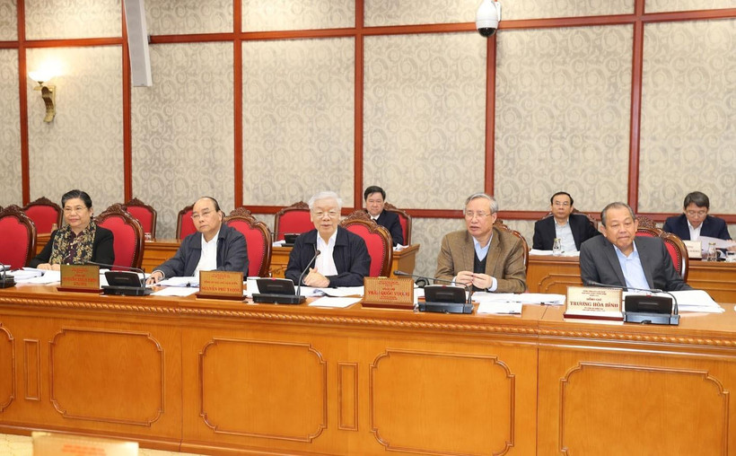 Tổng Bí thư, Chủ tịch nước Nguyễn Phú Trọng phát biểu chỉ đạo cuộc họp. (Ảnh: Trí Dũng/TTXVN)