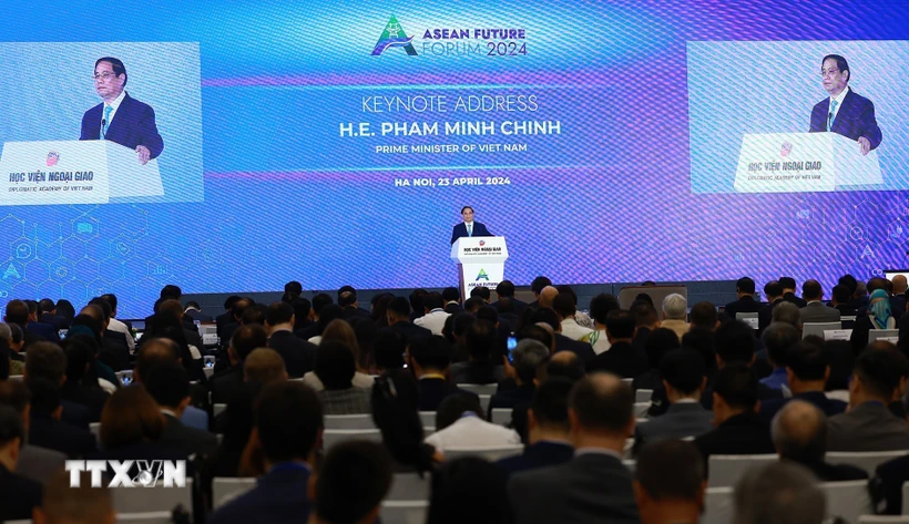 Thủ tướng Phạm Minh Chính phát biểu tại Diễn đàn Tương lai ASEAN 2024. (Ảnh: Dương Giang/TTXVN)