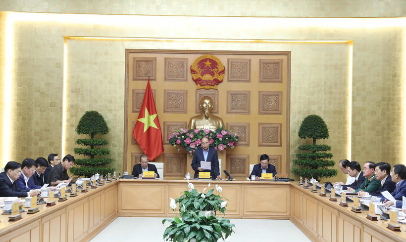 Thủ tướng Nguyễn Xuân Phúc phát biểu tại buổi làm việc. (Ảnh: Thống Nhất/TTXVN)