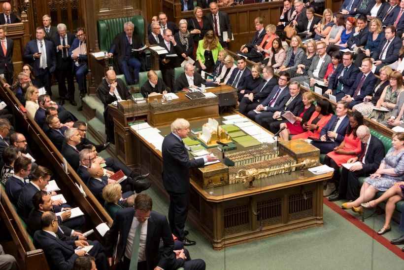 Trong ảnh: Thủ tướng Anh Boris Johnson phát biểu tại phiên họp Hạ viện ở thủ đô London ngày 3/9/2019. (Nguồn: AFP/TTXVN)