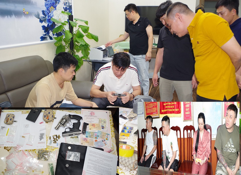 Cơ quan Công an khám xét nơi ở của các đối tượng và tang vật vụ án. (Nguồn: Báo Hà Nam)