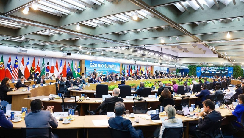 Phiên thảo luận “Phát triển bền vững và chuyển đổi năng lượng” tại Hội nghị thượng đỉnh G20. (Ảnh: Dương Giang/TTXVN)