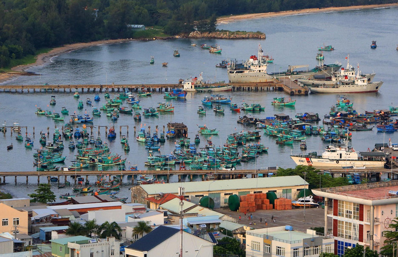 Tàu thuyền neo đậu tại cảng An Thới, huyện đảo Phú Quốc (Kiên Giang). (Ảnh: Ngọc Hà/TTXVN)