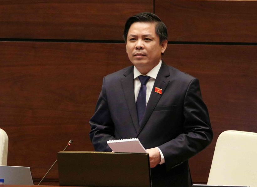 Bộ trưởng Bộ Giao thông Vận tải Nguyễn Văn Thể trong phiên chất vấn tại Quốc hội sáng 5/6. (Ảnh: TTXVN)