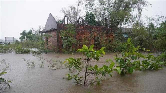 Nhiều xã vùng trũng của huyện Hải Lăng (Quảng Trị) ngập sâu trong nước trong vài ngày qua. (Ảnh: Thanh Thủy/TTXVN)