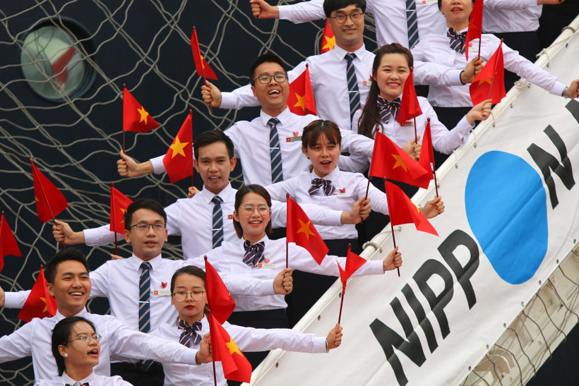 Thanh niên Việt Nam tham gia chương trình tàu Thanh niên Đông Nam Á và Nhật Bản năm 2019. (Ảnh: Thanh Vũ/TTXVN)