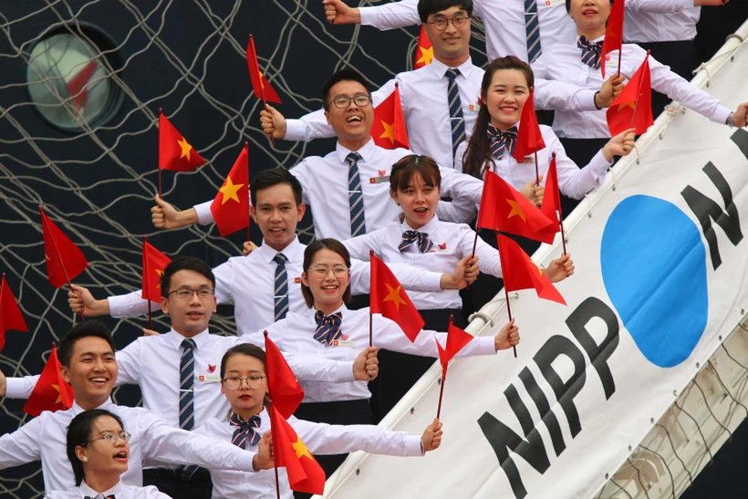Thanh niên Việt Nam tham gia chương trình tàu Thanh niên Đông Nam Á và Nhật Bản năm 2019. (Ảnh: Thanh Vũ/TTXVN)