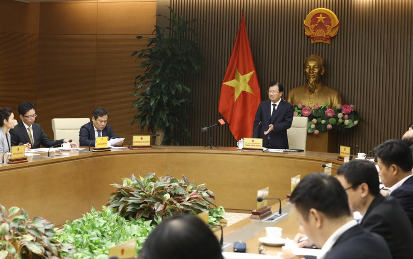 Phó Thủ tướng Trịnh Đình Dũng, Trưởng Ban Chỉ đạo phát biểu. (Ảnh: Văn Điệp/TTXVN)