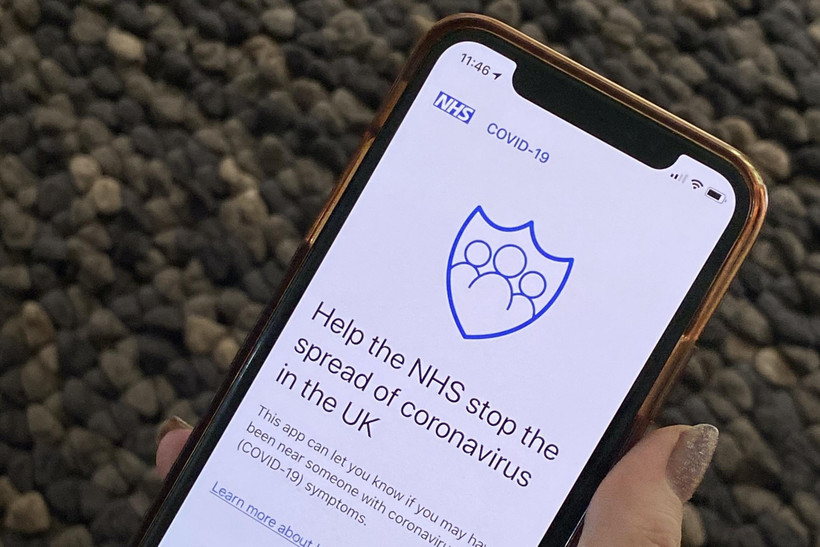 Giao diện ứng dụng theo dõi tiếp xúc gần của Anh. (Nguồn: PA)