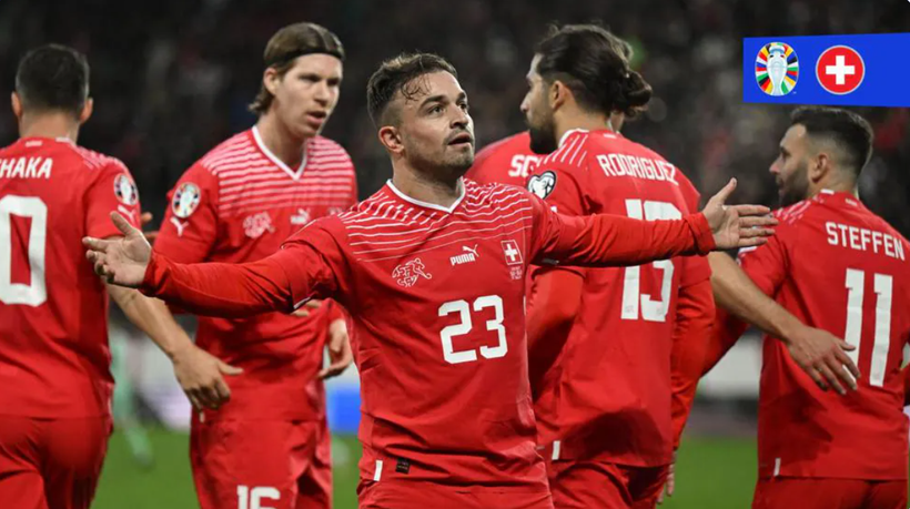 Xherdan Shaqiri ăn mừng bàn thắng của Thụy Sĩ ở vòng loại. (Nguồn: UEFA)