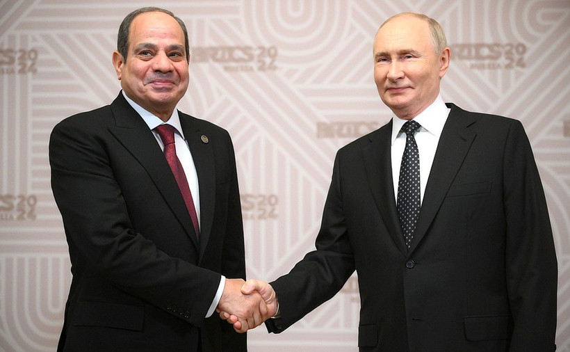Tổng thống Nga Vladimir Putin và Tổng thống Ai Cập Abdelfattah Sisi tại lễ gặp mặt của Trưởng đoàn các nước BRICS. (Nguồn: website Tổng thống Nga)