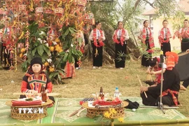 Nghi lễ cầu may mắn tại Lễ hội Hết Chá. (Ảnh: Nguyễn Cường/TTXVN).