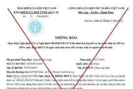 Văn bản giả mạo được gửi đến người dân với mục đích lừa đảo. (Ảnh: TTXVN phát)