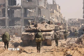 Binh sĩ Israel tham gia chiến dịch quân sự tại Dải Gaza. (Ảnh: THX/TTXVN)