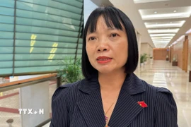 Đại biểu Nguyễn Thị Việt Nga (Hải Phòng) trả lời phóng viên TTXVN. (Ảnh: Hải Ngọc/TTXVN) 