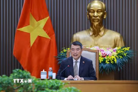 Thủ tướng Lê Minh Hưng điện đàm với Thủ tướng Canada Mark Carney. (Ảnh: Dương Giang/TTXVN)