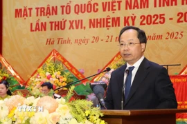 Bí thư Tỉnh ủy Hà Tĩnh Nguyễn Duy Lâm phát biểu chỉ đạo tại Đại hội. (Ảnh: Hoàng Ngà)