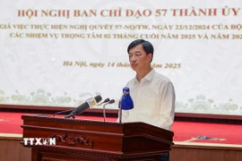 Bí thư Thành ủy Hà Nội Nguyễn Duy Ngọc phát biểu. (Ảnh: Vũ Quang/TTXVN)