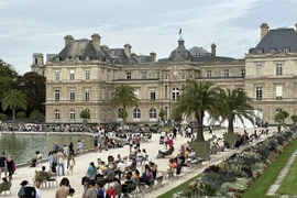 Tòa nhà Thượng viện Pháp nhìn từ vườn hoa Luxembourg. (Ảnh: Nguyễn Thu Hà/TTXVN)