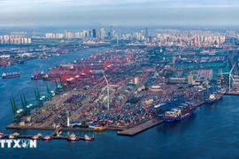 Quang cảnh cảng hàng hóa tại Thiên Tân, Trung Quốc. (Ảnh: THX/TTXVN)