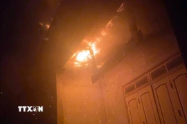 Ngôi nhà nơi xảy ra vụ hỏa hoạn. (Ảnh: TTXVN phát)