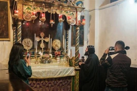 Một góc tại Nhà thờ Giáng sinh ở Bethlehem. (Ảnh: Quang Minh/TTXVN)