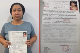 Đối tượng Lê Thị Hoàng Oanh bị bắt sau 15 năm trốn truy nã ở nước ngoài. (Ảnh: TTXVN phát)