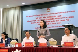 Hội nghị Hiệp thương lần thứ ba lựa chọn danh sách những người đủ tiêu chuẩn ứng cử đại biểu Hội đồng Nhân dân Thành phố khóa XI, nhiệm kỳ 2026-2031. (Ảnh: Xuân Khu/TTXVN)