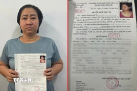 Đối tượng Lê Thị Hoàng Oanh bị bắt sau 15 năm trốn truy nã ở nước ngoài. (Ảnh: TTXVN phát)