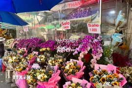 Cửa hàng bán hoa phục vụ dịp lễ 8/3. (Ảnh: Hương Giang/TTXVN)