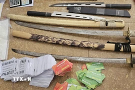 Tang vật các lực lượng thu giữ được. (Ảnh: TTXVN phát)