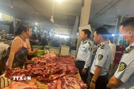 Đội quản lý thị trường đi kiểm tra thị trường. (Ảnh minh họa/TTXVN)