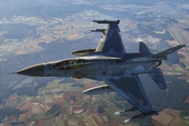Một chiến đấu cơ F-16 của NATO tham gia cuộc tập trận trên bầu trời Ba Lan. (Ảnh: Getty Images)