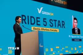 Ông Nguyễn Văn Thanh, Tổng Giám đốc Toàn cầu Green SM phát biểu tại lễ khai mạc. (Ảnh: Quang Trung/TTXVN)