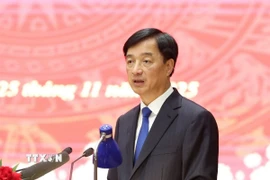 Ủy viên Bộ Chính trị, Bí thư Thành ủy Hà Nội Nguyễn Duy Ngọc phát biểu tại hội nghị. (Ảnh: Vũ Quang/TTXVN)