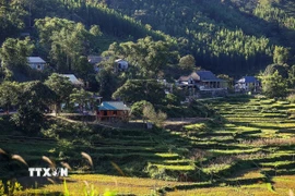 Những xóm làng người Mường bình yên của xã Vân Sơn đang là điểm thu hút đối với nhiều du khách. (Ảnh: Trọng Đạt/TTXVN)