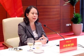 Phó Chủ tịch nước Võ Thị Ánh Xuân phát biểu tại buổi làm việc. (Ảnh: Phạm Kiên/TTXVN)