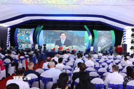 Thủ tướng Phạm Minh Chính phát biểu tại điểm cầu Trung tâm Hội chợ Triển lãm Quốc gia, xã Đông Anh, Thành phố Hà Nội. (Ảnh: Văn Điệp/TTXVN)