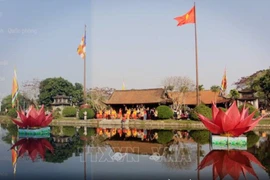 Quang cảnh chùa Keo ngày hội khai Xuân (Ảnh: Thế Duyệt/TTXVN)