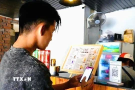 Khách hàng sử dụng phương thức giao dịch thanh toán trực tuyến. (Ảnh: TTXVN phát)