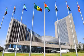 Quang cảnh bên ngoài Trụ sở Liên minh châu Phi ở Addis Ababa, Ethiopia. (Ảnh: THX/TTXVN)