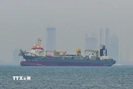 Tàu thương mại thả neo ngoài khơi Dubai, Các tiểu vương quốc Arab thống nhất, do gián đoạn hoạt động vận tải ở eo biển Hormuz, ngày 2/3/2026. (Ảnh: AA/TTXVN)