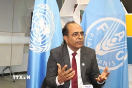 Ông Vinod Ahuja, Trưởng đại diện Tổ chức Lương thực và Nông nghiệp Liên hợp quốc (FAO) tại Việt Nam trả lời phỏng vấn TTXVN. (Ảnh: TTXVN phát)